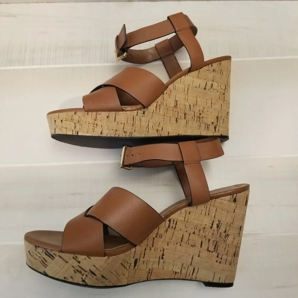 {9.5M} Tahari Stevie Cork Wedge Sandals